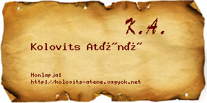 Kolovits Aténé névjegykártya
